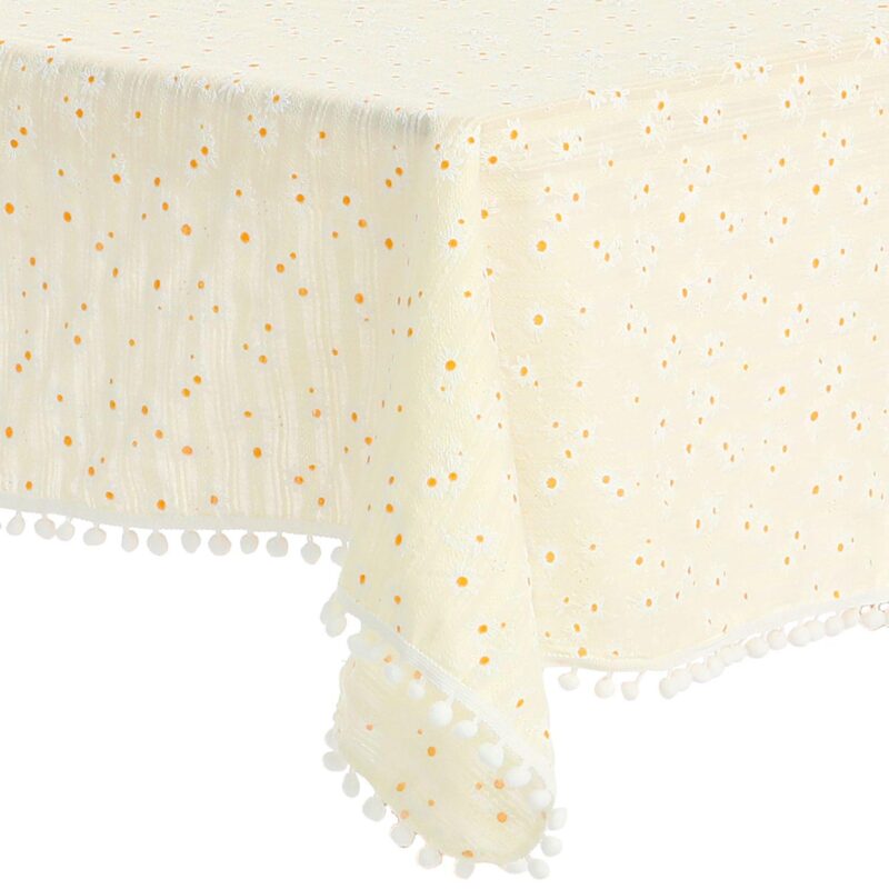 Cotton Tablecloth Soft Table Cover With Tassels For Kitchen Dining Room 55  X 71 - Image 4