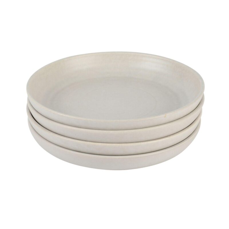 Cravings By Chrissy Teigen 4 Piece 8.6 Inch Round Stoneware Dinner Bowl Set in Oat Milk - Image 4