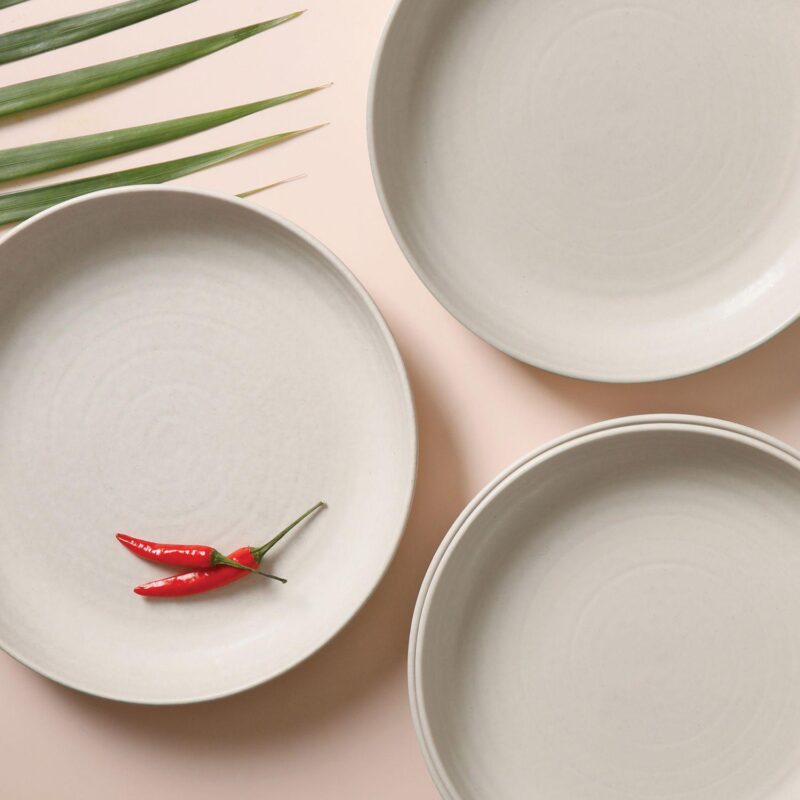 Cravings By Chrissy Teigen 4 Piece 8.6 Inch Round Stoneware Dinner Bowl Set in Oat Milk - Image 2