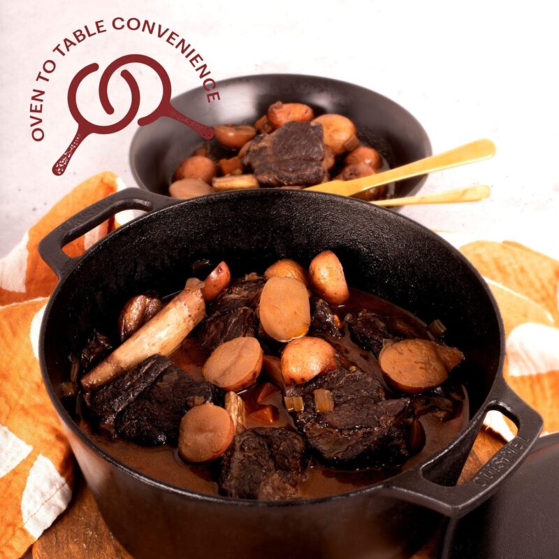 Cuisinel Cast Iron Dutch Oven - Deep Pot + Lid + Pan Scraper + Handle Covers - Image 5
