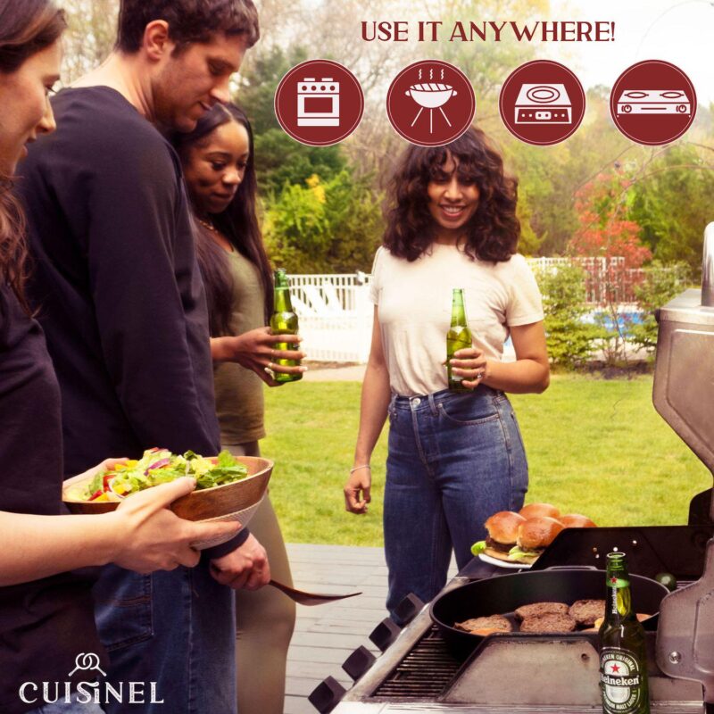 Cuisinel Cast Iron Skillet- 15 -inch Pre-seasoned Dual Handle Braiser Frying Pan - Image 3