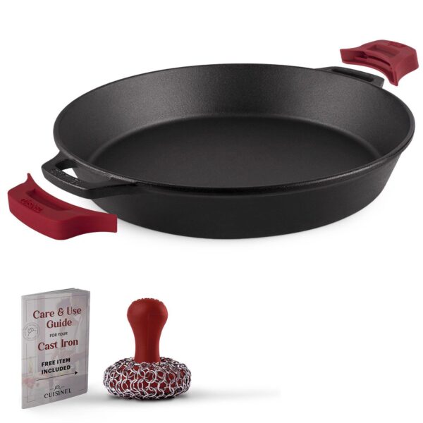 Cuisinel Cast Iron Skillet- 15 -inch Pre-seasoned Dual Handle Braiser Frying Pan