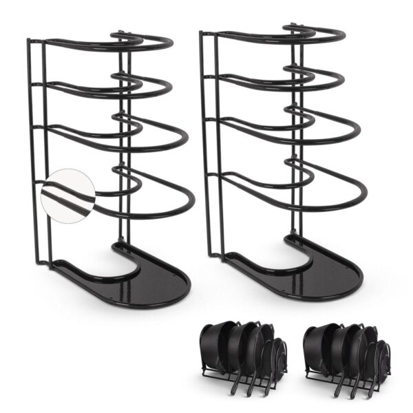 Cuisinel Pan Organizer - 2-pack Of Silicone-coated Non-slip Heavy Duty Skillet Rack