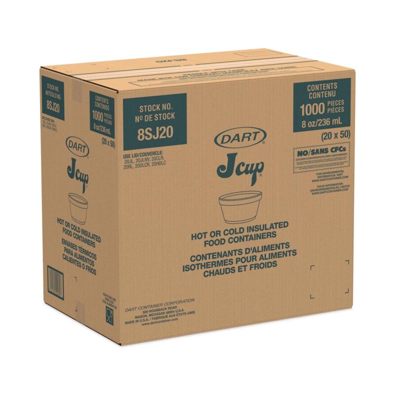 Dart Foam Container, Extra Squat, 8 oz, White, 1,000/Carton - Image 3