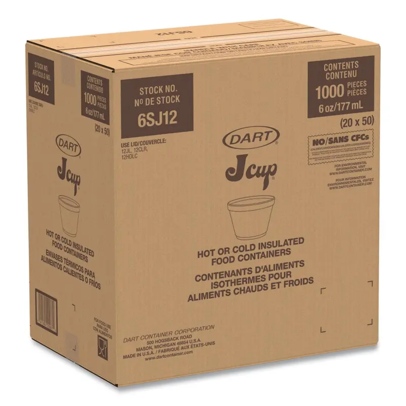 Dart Foam Containers, 6 oz, White, 50/Bag, 20 Bags/Carton - Image 2