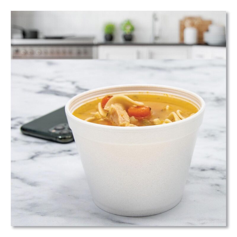 Dart Food Containers, 12 oz, White, Foam, 25/Bag, 20 Bags/Carton - Image 5