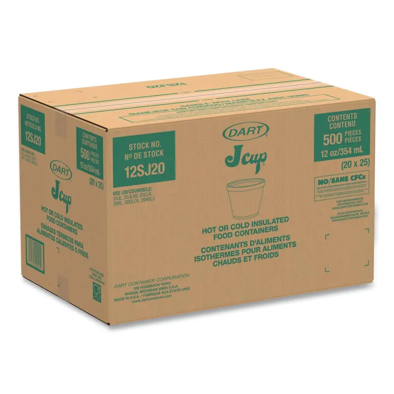 Dart Food Containers, 12 oz, White, Foam, 25/Bag, 20 Bags/Carton - Image 2