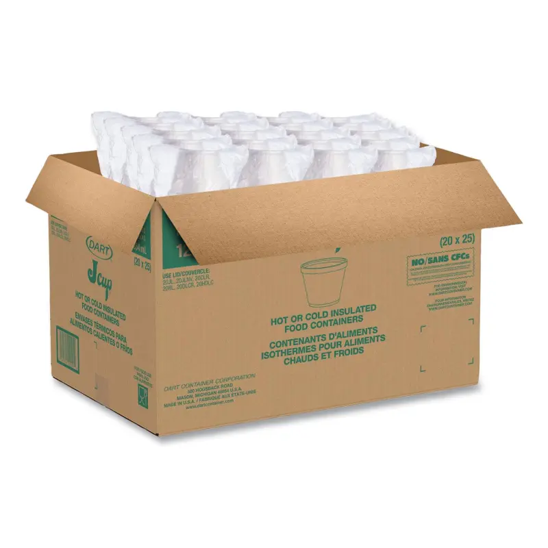 Dart Food Containers, 12 oz, White, Foam, 25/Bag, 20 Bags/Carton - Image 7