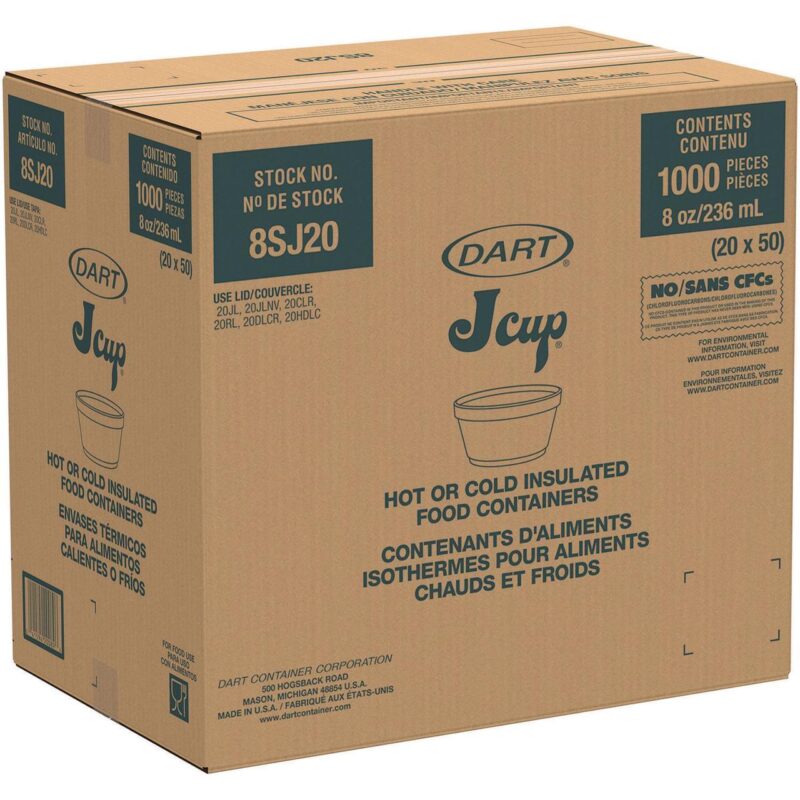Dart Food Containers, 8 oz, White, 1,000/Carton - Image 3