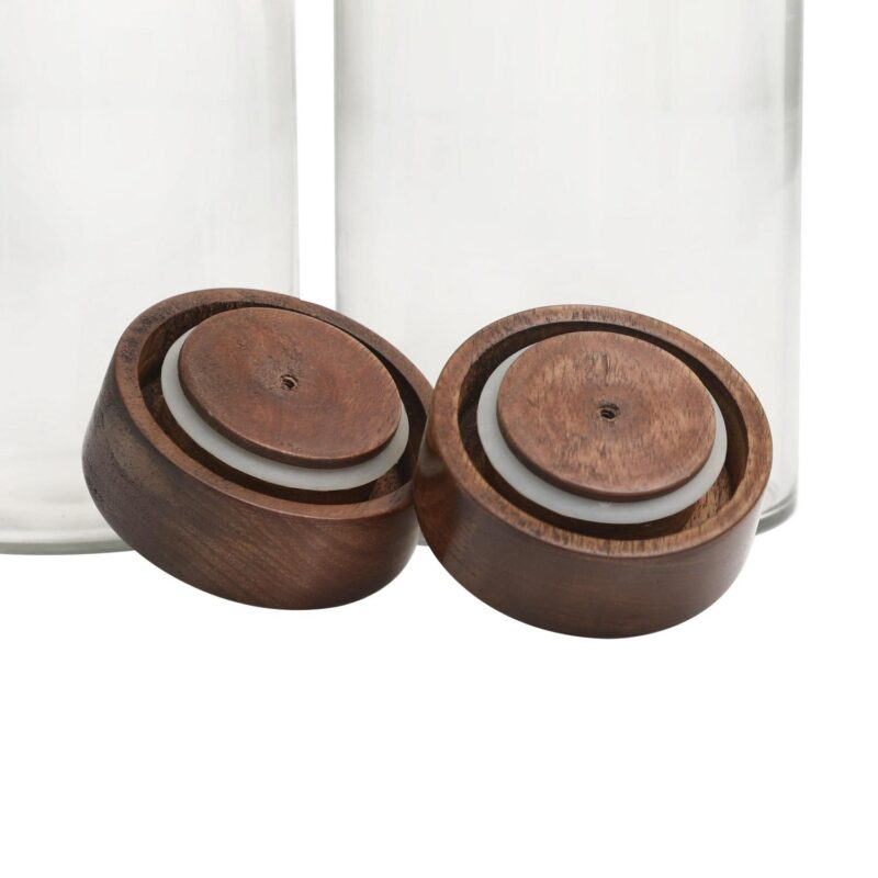 DecMode 5  x 11  Clear Glass Canisters with Brown Removable Lids and Antique Knobs, 2-Pieces - Image 4