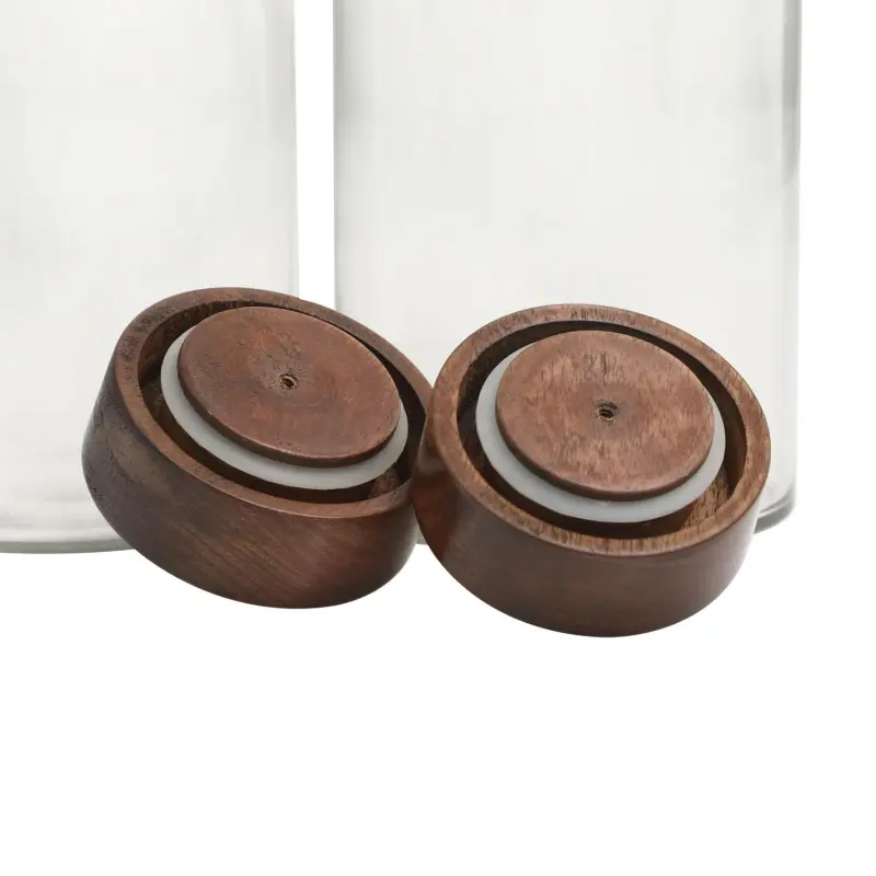 DecMode 5  x 11  Clear Glass Canisters with Brown Removable Lids and Antique Knobs, 2-Pieces - Image 4