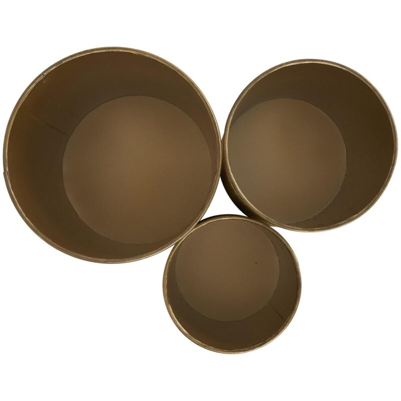 DecMode 9 , 8 , 7 H Beige Metal Handmade Woven Decorative Jars with Bronze Metal Lids, 3-Pieces - Image 9