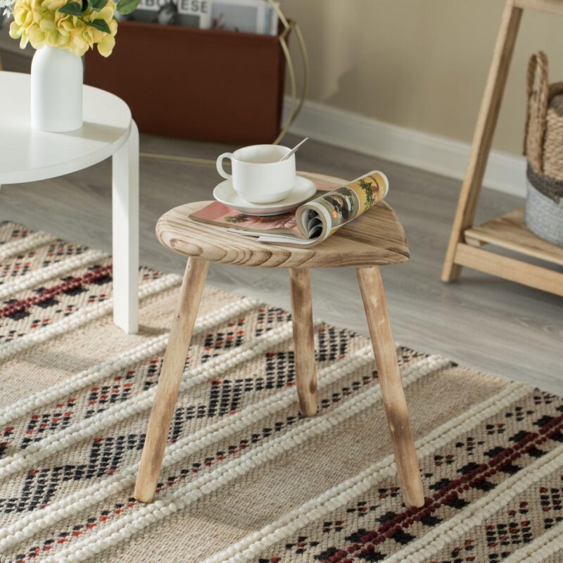 Decorative Antique Heart Shaped Wooden Accent Stool, Classic Room Decoration - Image 2