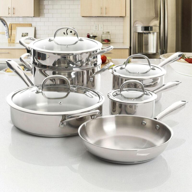 Devon 10 Piece Heavy Gauge Stainless Steel Cookware Set - Image 5