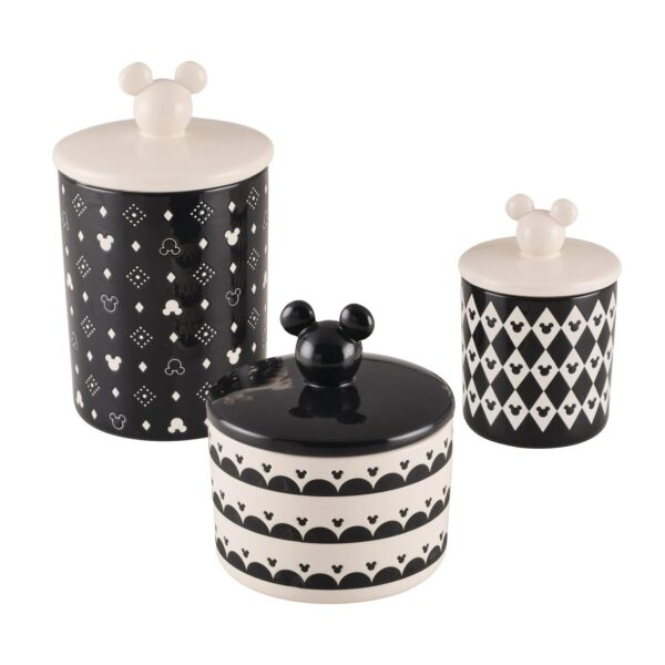 Disney Home Monochrome 3 Piece Ceramic Jar Set, Black