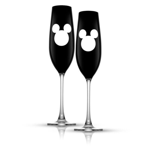 Disney's Luxury Mickey Mouse Crystal Stemmed Champagne Flute Glass Set by JoyJolt