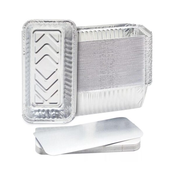 Disposable Aluminum Foil Loaf Pans With Lids 2 Lbs 50 Pcs