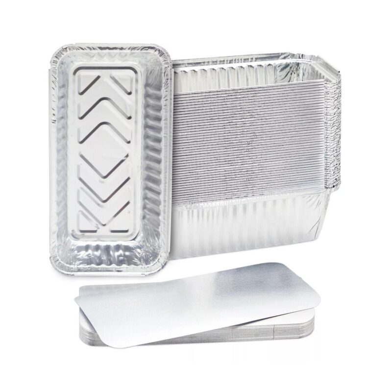 Disposable Aluminum Foil Loaf Pans With Lids 2 Lbs 50 Pcs