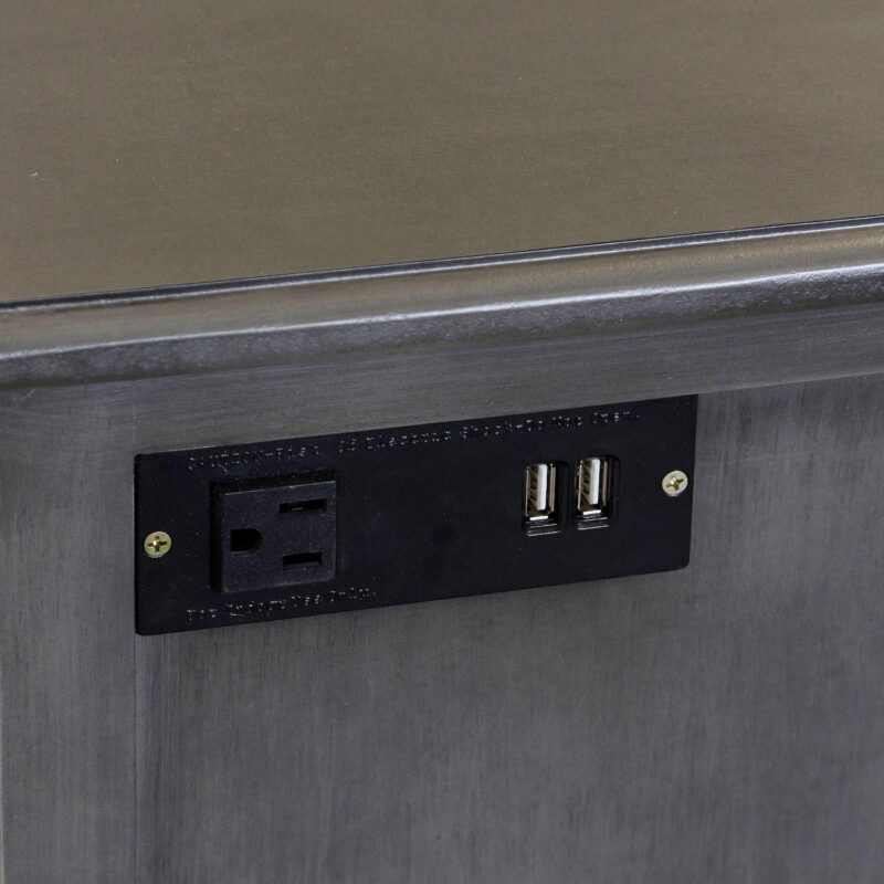 Distressed Storage Side Table With 2 USB Outlets - Image 2