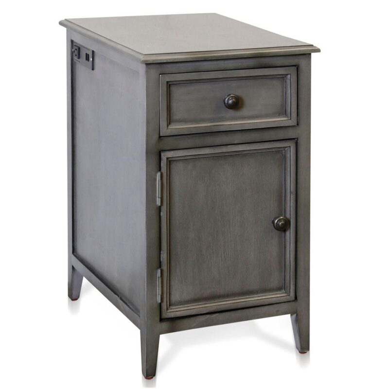 Distressed Storage Side Table With 2 USB Outlets - Image 3
