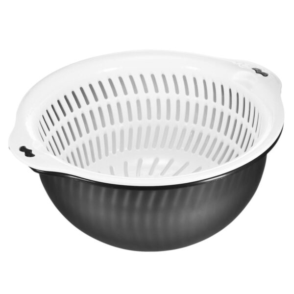 Double Drain Basket Bowl Rice Washing Bowl Food Strainer Colander, Large