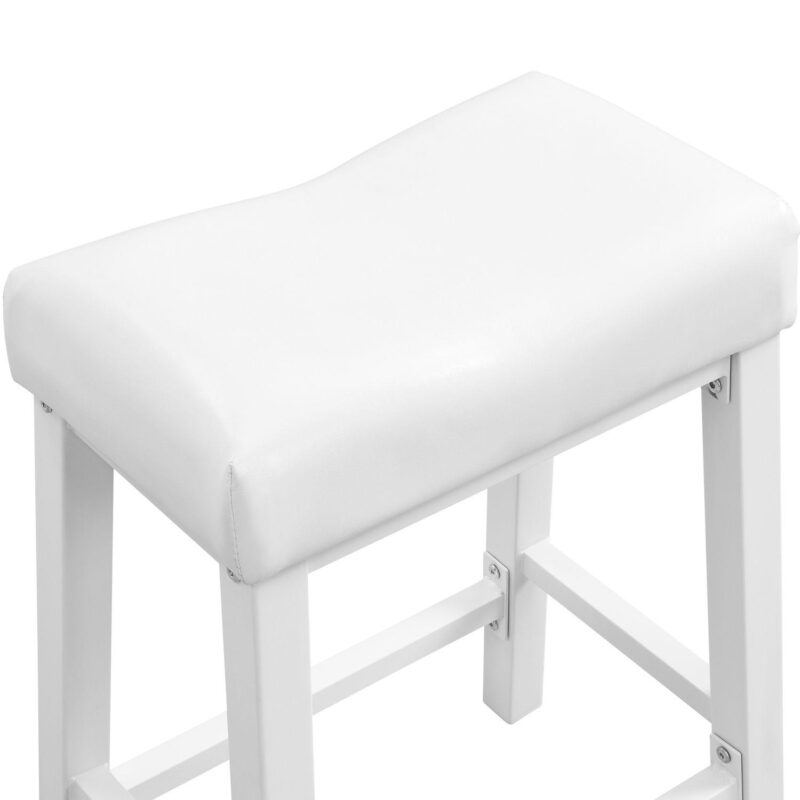 Ehemco Heavy-duty Padded Faux Leather Saddle Seat Kitchen Barstools, 18.9 Inches, White - Image 4