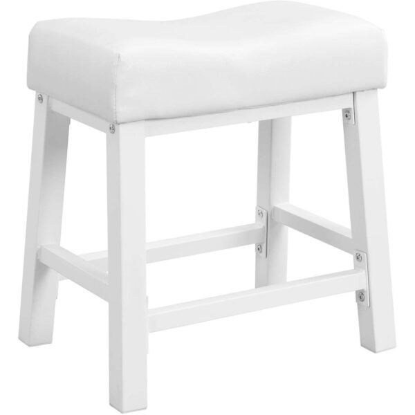 Ehemco Heavy-duty Padded Faux Leather Saddle Seat Kitchen Barstools, 18.9 Inches, White