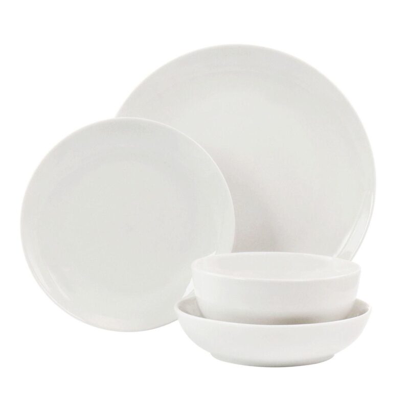 Elama Camellia 16 Piece Porcelain Double Bowl Dinnerware Set - Image 2