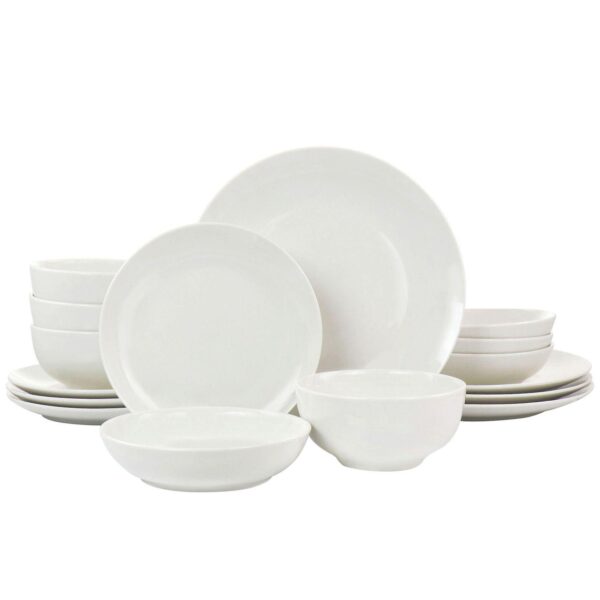 Elama Camellia 16 Piece Porcelain Double Bowl Dinnerware Set