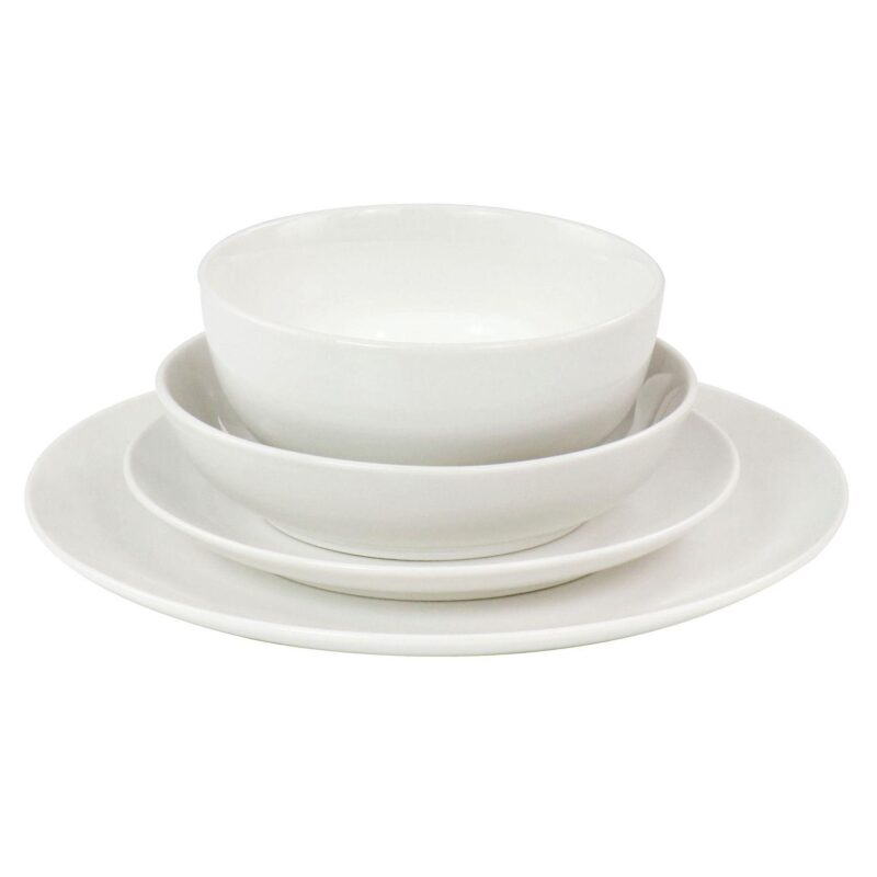 Elama Camellia 16 Piece Porcelain Double Bowl Dinnerware Set - Image 3