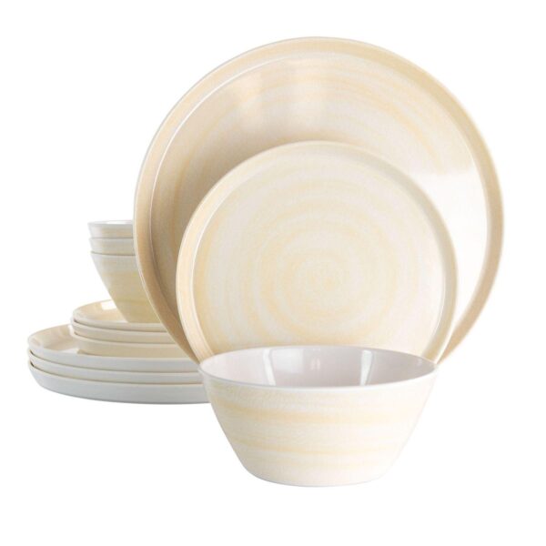 Elama Crafted Clay 12 Piece Lightweight Melamine Dinnerware Set