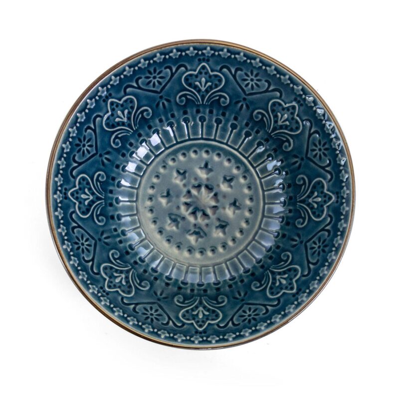 Elama Deep Sea Mozaic 16 Piece Luxurious Stoneware Dinnerware with Complete Setting for 4 - Image 4