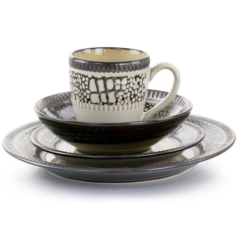 Elama Desert Sand 16 Piece Stoneware Dinnerware Set - Image 2