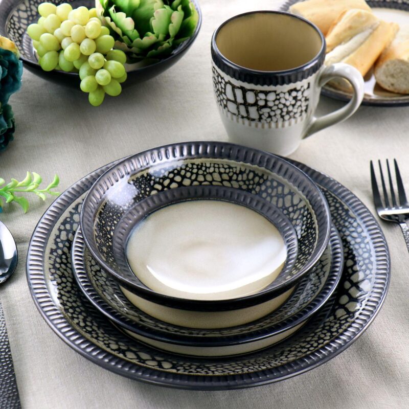 Elama Desert Sand 16 Piece Stoneware Dinnerware Set - Image 5