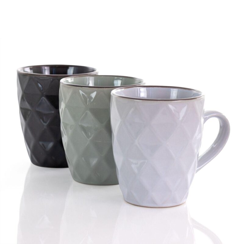 Elama Diamond Waves 6-Piece 12 Ounce Mug Set with Stand - Image 3