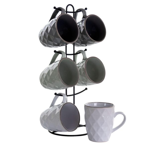 Elama Diamond Waves 6-Piece 12 Ounce Mug Set with Stand