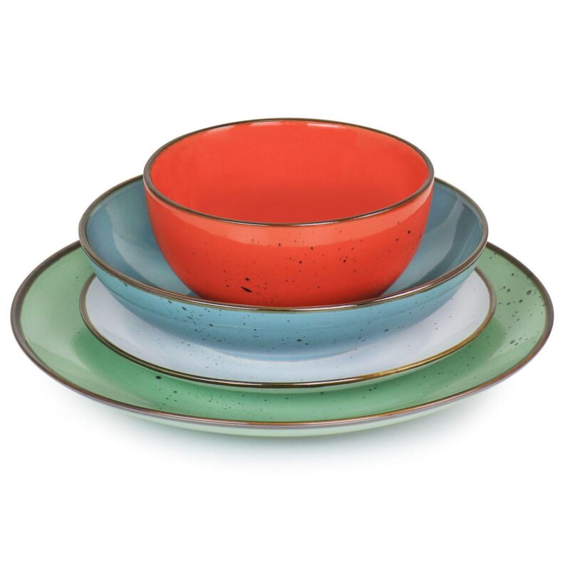 Elama Evelyn 20 Piece Mix and Match Round Stoneware Dinnerware Set in Assorted Colors - Image 3