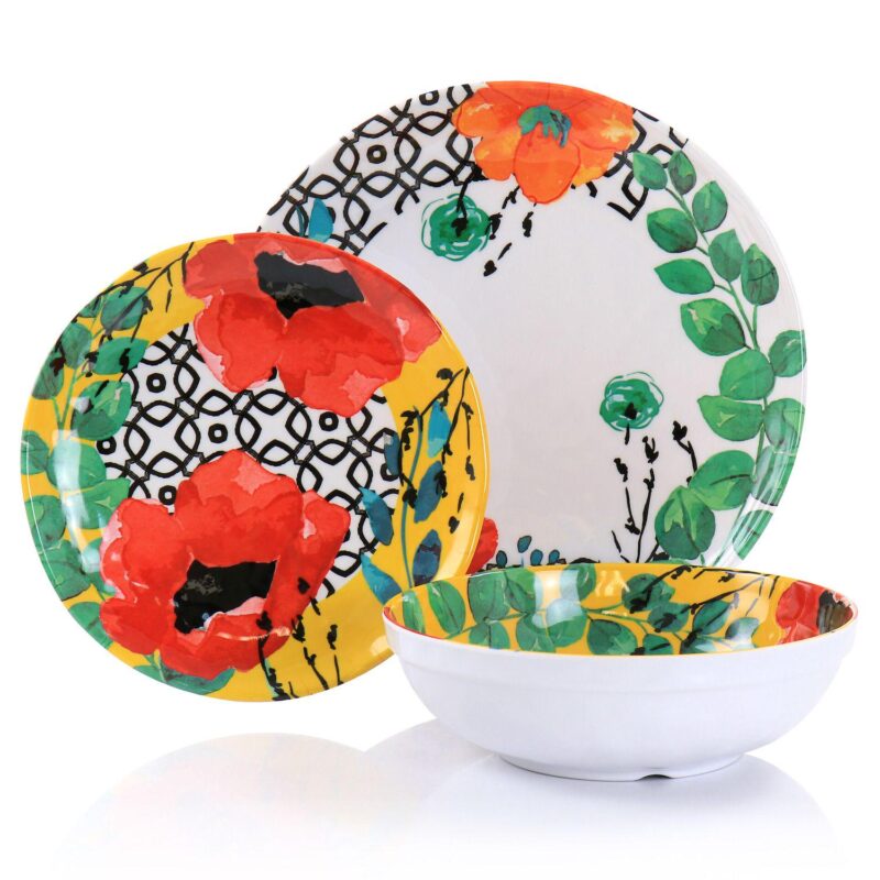 Elama Grace 12 Piece Melamine Dinnerware Set - Image 2