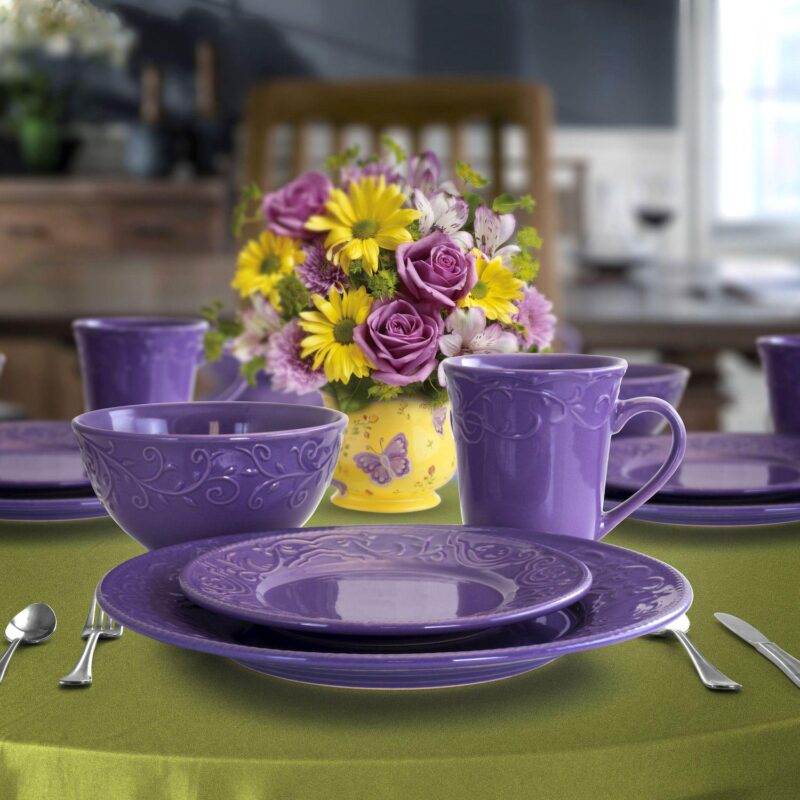 Elama Lilac Fields 16-Piece Dinnerware Set - Image 5