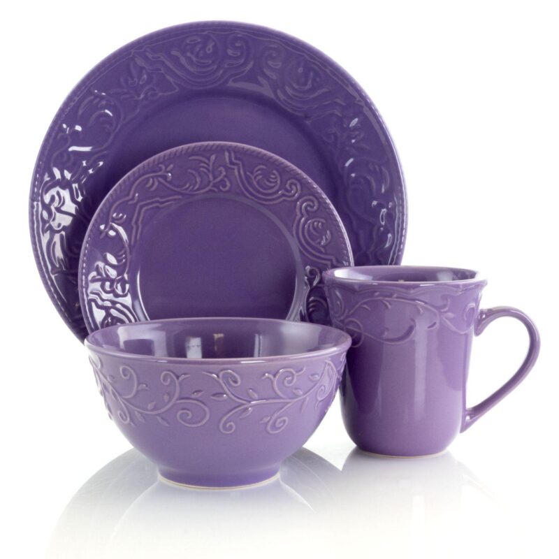 Elama Lilac Fields 16-Piece Dinnerware Set - Image 2