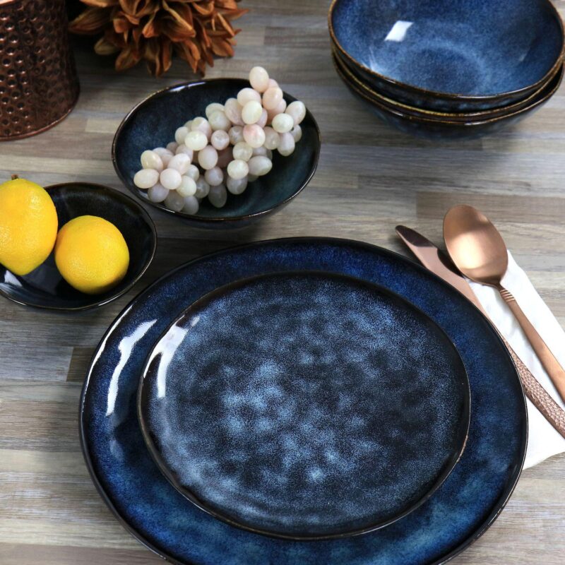 Elama Lucca 20 Piece Round Stoneware Triple Bowl Dinnerware Set - Image 5