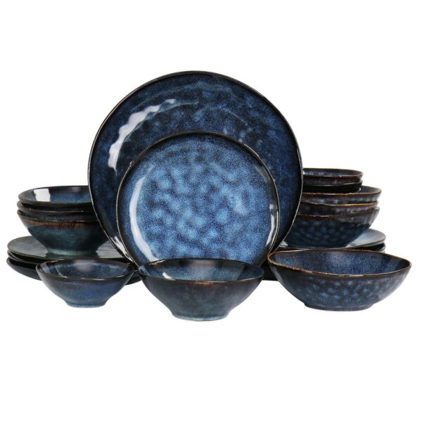 Elama Lucca 20 Piece Round Stoneware Triple Bowl Dinnerware Set