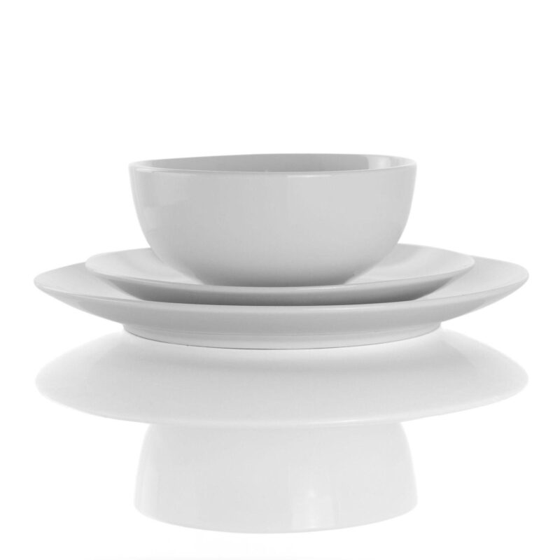 Elama Luna 18 Piece Porcelain Dinnerware Set in White - Image 2