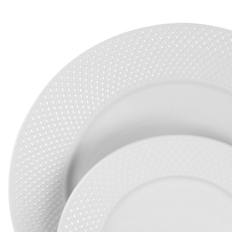 Elama Maisy 18 Piece Round Porcelain Dinnerware Set in White - Image 2