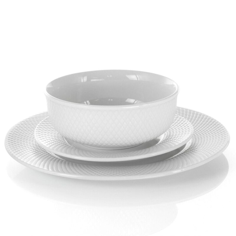 Elama Maisy 18 Piece Round Porcelain Dinnerware Set in White - Image 5