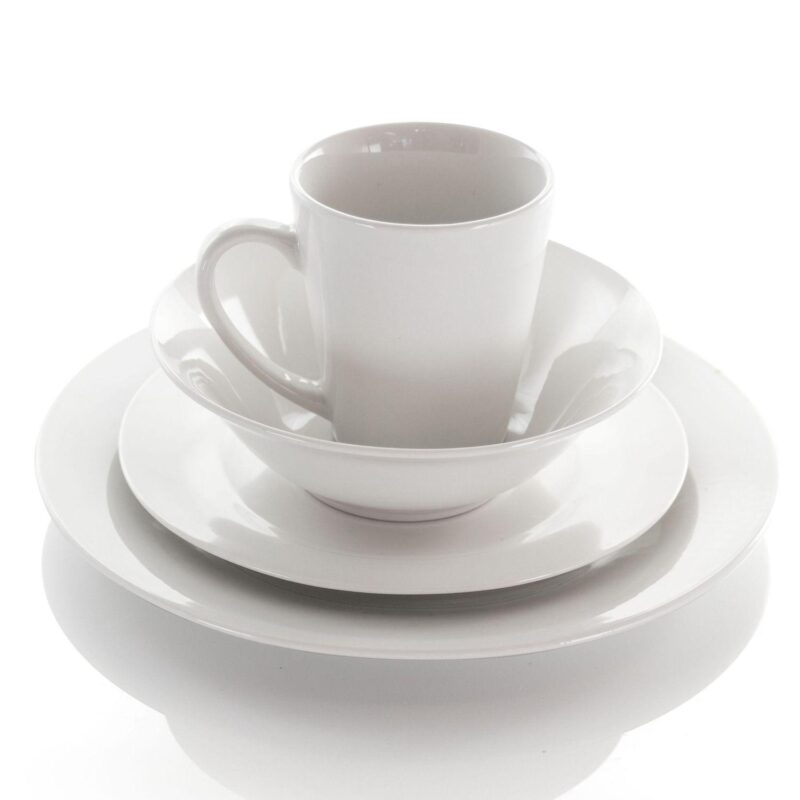 Elama Marshall 16 Piece Porcelain Dinnerware Set in White - Image 3