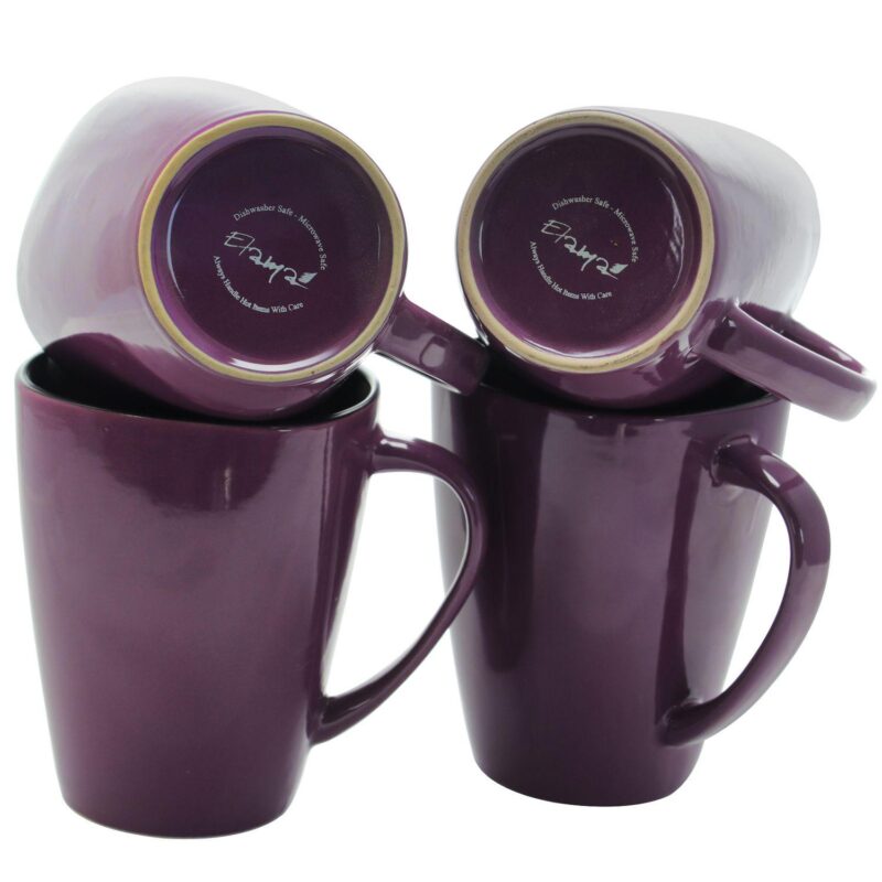 Elama Mulberry 6 Piece 14 Oz Stoneware Mugs - Image 2