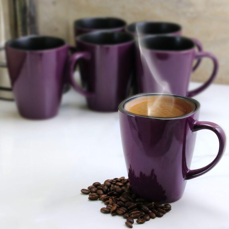 Elama Mulberry 6 Piece 14 Oz Stoneware Mugs - Image 5