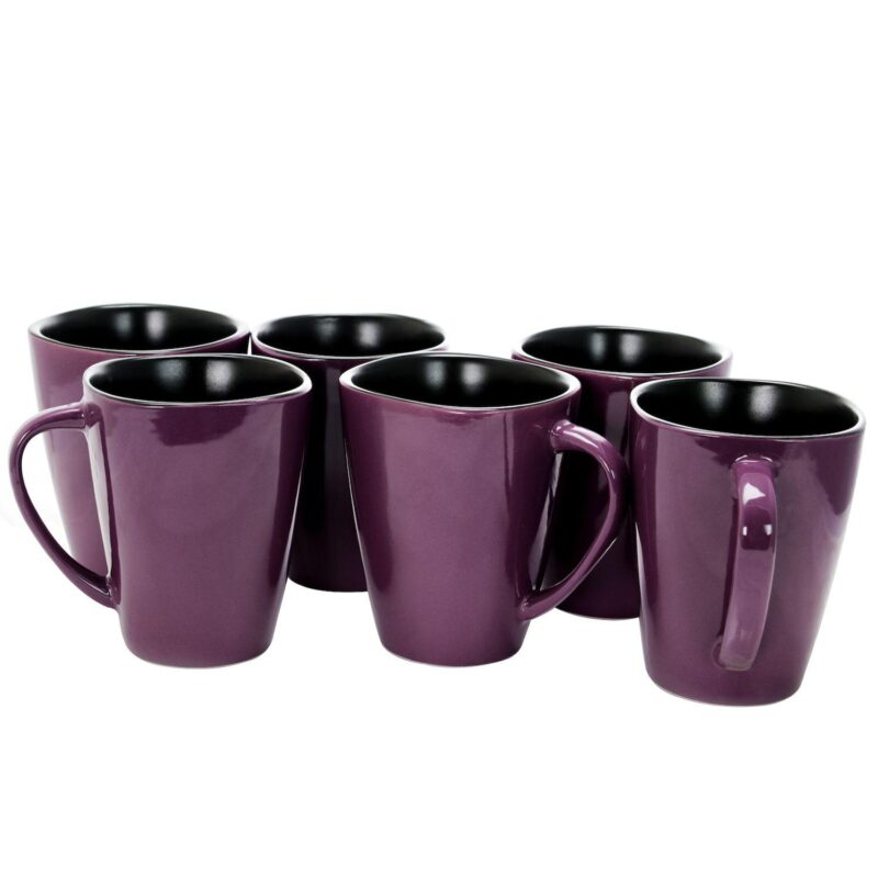 Elama Mulberry 6 Piece 14 Oz Stoneware Mugs - Image 4