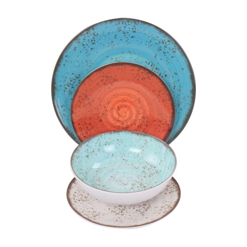 Elama Pryce 12 Piece Melamine Dinnerware Set in Assorted Colors - Image 2